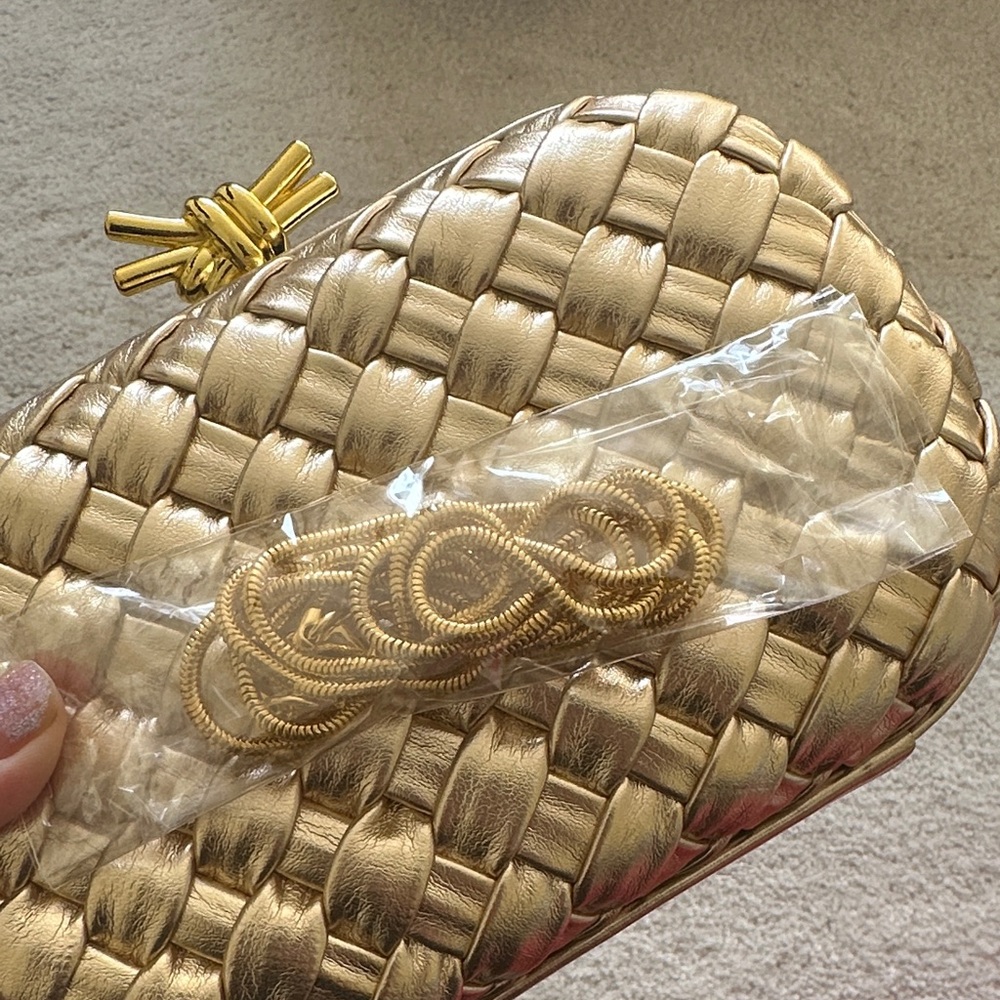 Gold Woven Clutch Party Bag Black Tie Formal Evening BV Bag, Wedding Bridesmaid - Picture 11 of 11
